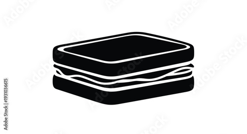 Simple black and white illustration of a stacked sandwich