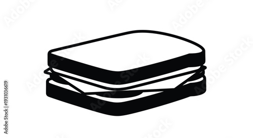 Simple black and white illustration of a classic stacked sandwich