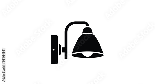 Simple black silhouette of a wall mounted lamp with a conical shade