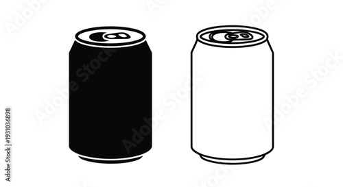Two soda cans one black and one white isolated on a white background
