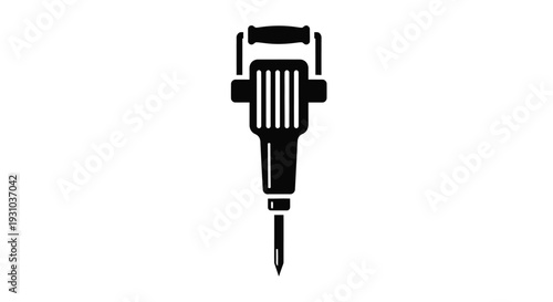 A black silhouette of a jackhammer tool isolated on a white background