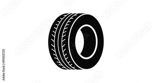 Simple black and white illustration of a single vehicle tire