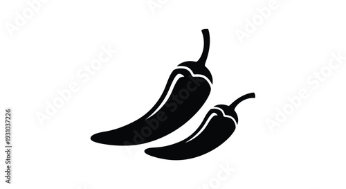 Two black chili peppers depicted in a simple graphic style