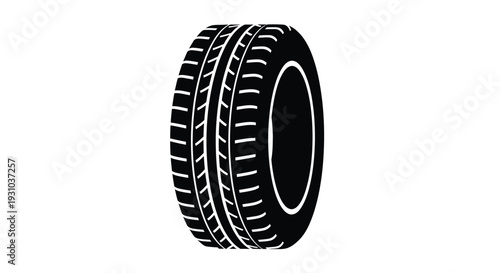 Simple black and white illustration of a car tire side view