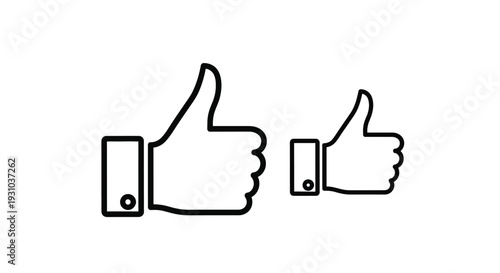 Three black outline thumbs up icons displayed on a white background