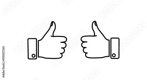 Two simple black line drawings of thumbs up gestures on white