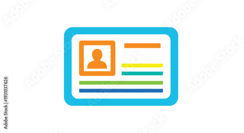 Colorful identification card icon with a profile silhouette displayed