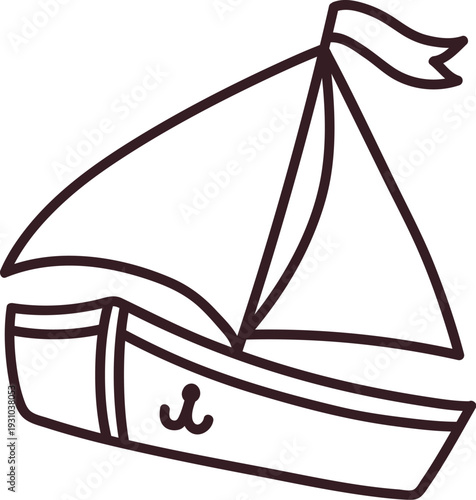 Sailboat Outline With Flag Nautical