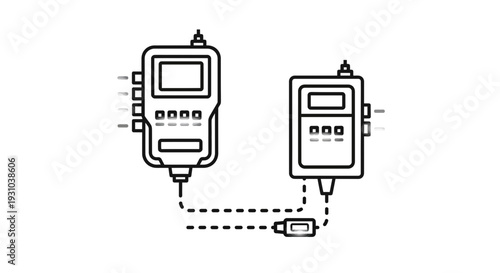 Medical Infusion Pump and Monitor Connected with Cable, Healthcare Technology Icon