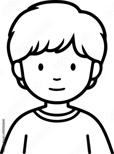 Simple black and white illustration of a young boy's portrait, perfect for modern graphic design projects