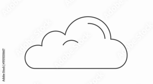 Minimalist Cloud Icon Line Art, Simple Outline Drawing of a Cumulus Cloud