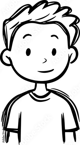 Simple black and white illustration of a young boy's portrait, perfect for modern graphic design projects