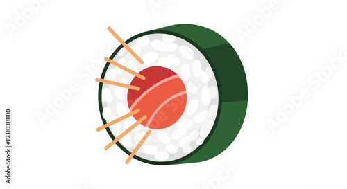 Sushi with chopsticks on plate.