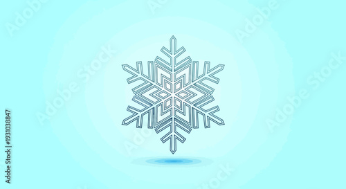 Intricate Snowflake Illustration on a Soft Blue Gradient Background
