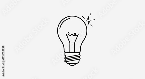 Light Bulb Idea Symbol, Innovation Concept, Simple Line Art