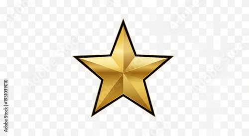 Golden Star Icon on Transparent Background - Symbol of Success, Achievement, and Excellence