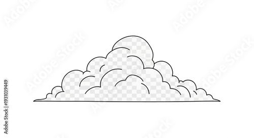 Cartoon Cloud Outline Drawing - Simple Cumulus Cloud Illustration