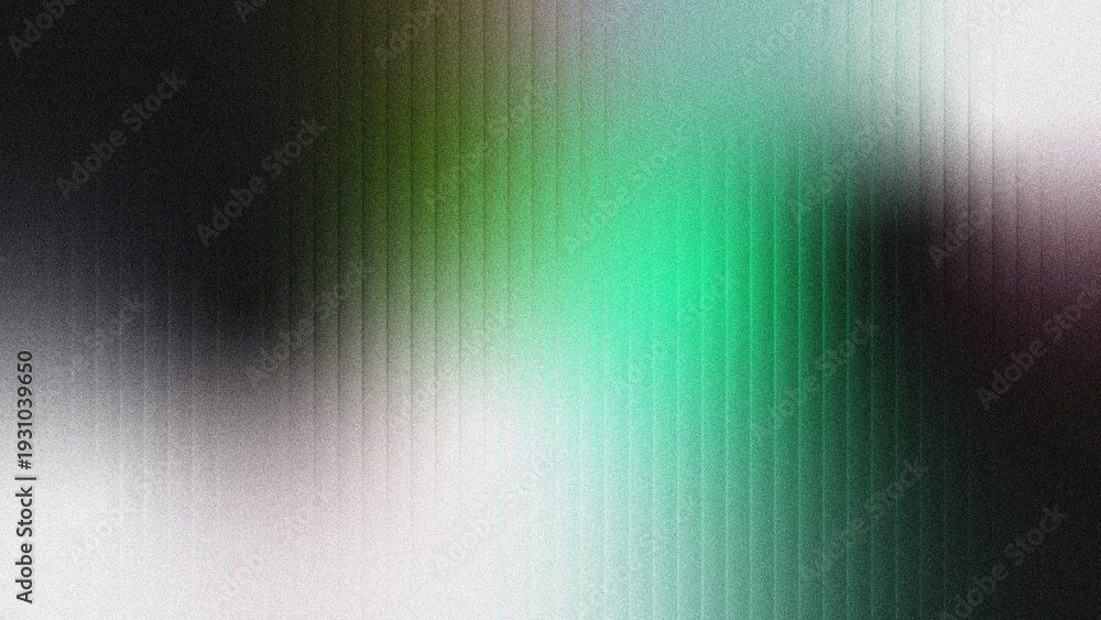 Fototapeta premium Abstract grainy background with vertical glass grooves and a smooth green-to-dark gradient, featuring subtle noise texture.