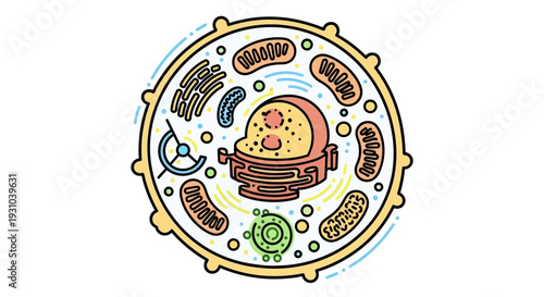 Animal Cell Diagram: Biology Education, Scientific Illustration of Organelles