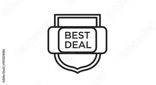 Best Deal Badge Icon, Shield Emblem for Sale, Discount Offer, Special Promotion, Marketing Label