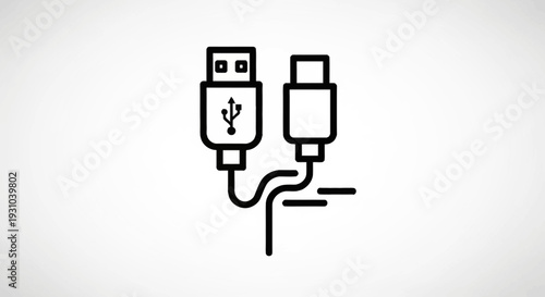 USB Type-C and USB-A Cable Icon: Modern Connectivity and Data Transfer