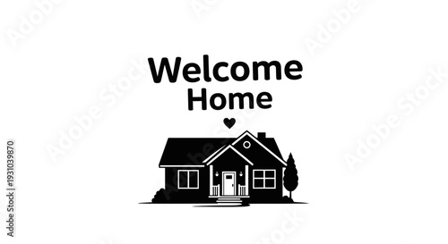 Welcome Home: Cozy House Illustration with Heart Symbol