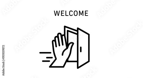 Welcome Hand Opening Door, Invitation, Greeting, New Opportunity, Open Door Concept