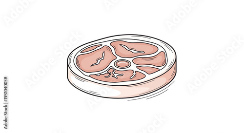 Raw Beef Steak Slice Isolated on White Background, Top View