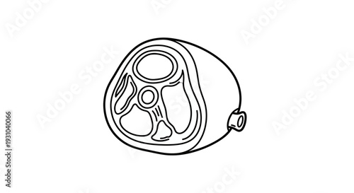 Raw Ham Hock Cut Slice Meat Bone Food Ingredient Isolated White Background