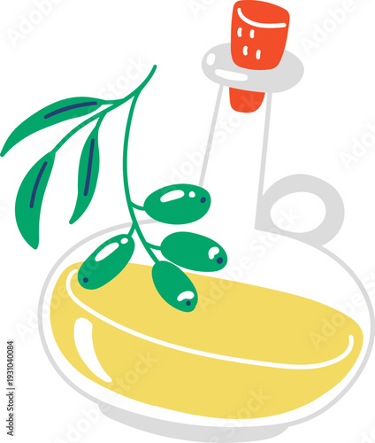 Olive Oil Bottle With Branch