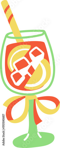 Cocktail With Fruit Slice Retro