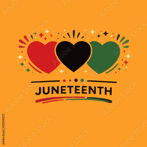 Simple Juneteenth Hearts Design