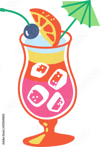 Cocktail With Fruit Garnish Retro