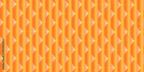Hex texture.Orange hexagon pattern, abstract chemistry and biotech technology science vector hexagonal modern paper cut geometry background.