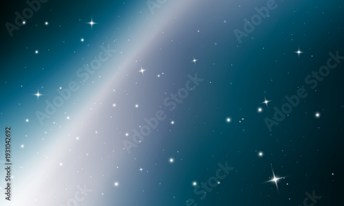 Abstract dark blue gradient background with soft light beam and sparkling stars. Elegant cosmic backdrop for space themes, night visuals, fantasy designs, presentations, wallpapers, banners.