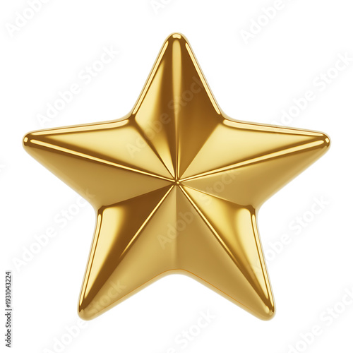 Glossy Golden Star 3D Render – Premium Award Rating Symbol Isolated
