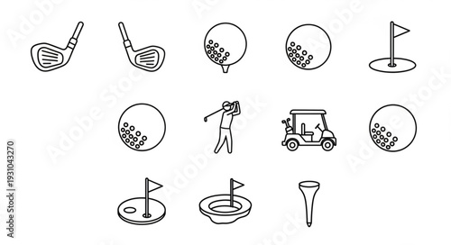 Collection of Golf Icons and Symbols Vector Illustration.