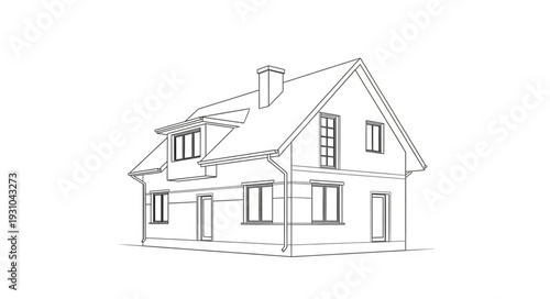 Architectural sketch of a modern residential house.