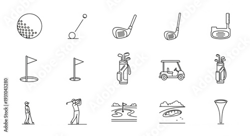 Collection of Golf Icons and Illustrations.
