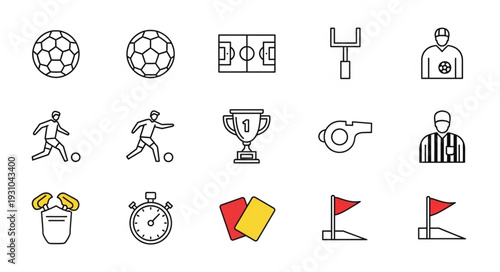 Collection of Soccer Football Sport Icons and Symbols.