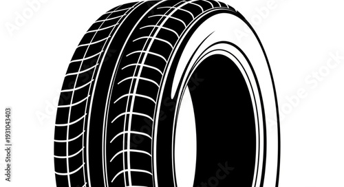 Black and white illustration of a car tire tread pattern.