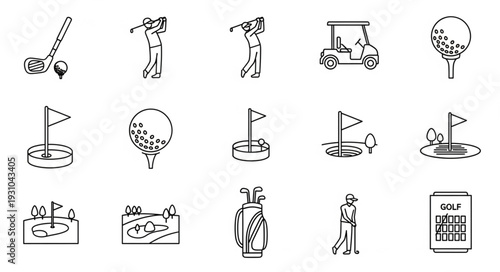 Collection of Golf Icons and Illustrations.