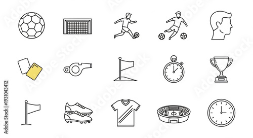 Collection of Soccer Icons and Symbols for Sports.