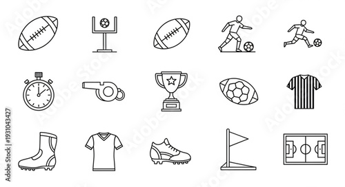 Collection of Sports Icons and Symbols Line Art.