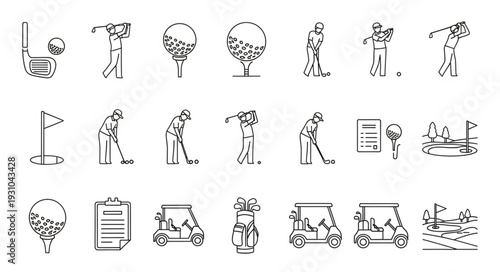 Collection of Golf Icons and Illustrations.