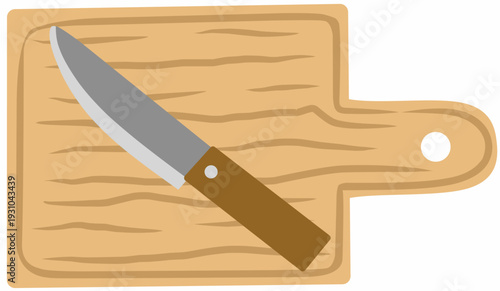 Kitchen Knife on Cutting Board