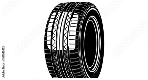 Close up of a black car tire tread pattern.