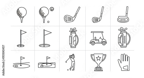 Collection of Hand Drawn Golf Icons and Symbols.