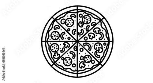 Delicious Pepperoni and Mushroom Pizza Sliced and Ready to Eat.