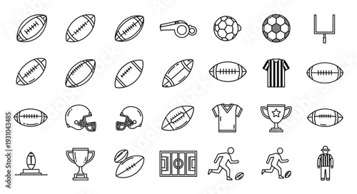 American Football and Soccer Icons Collection.
